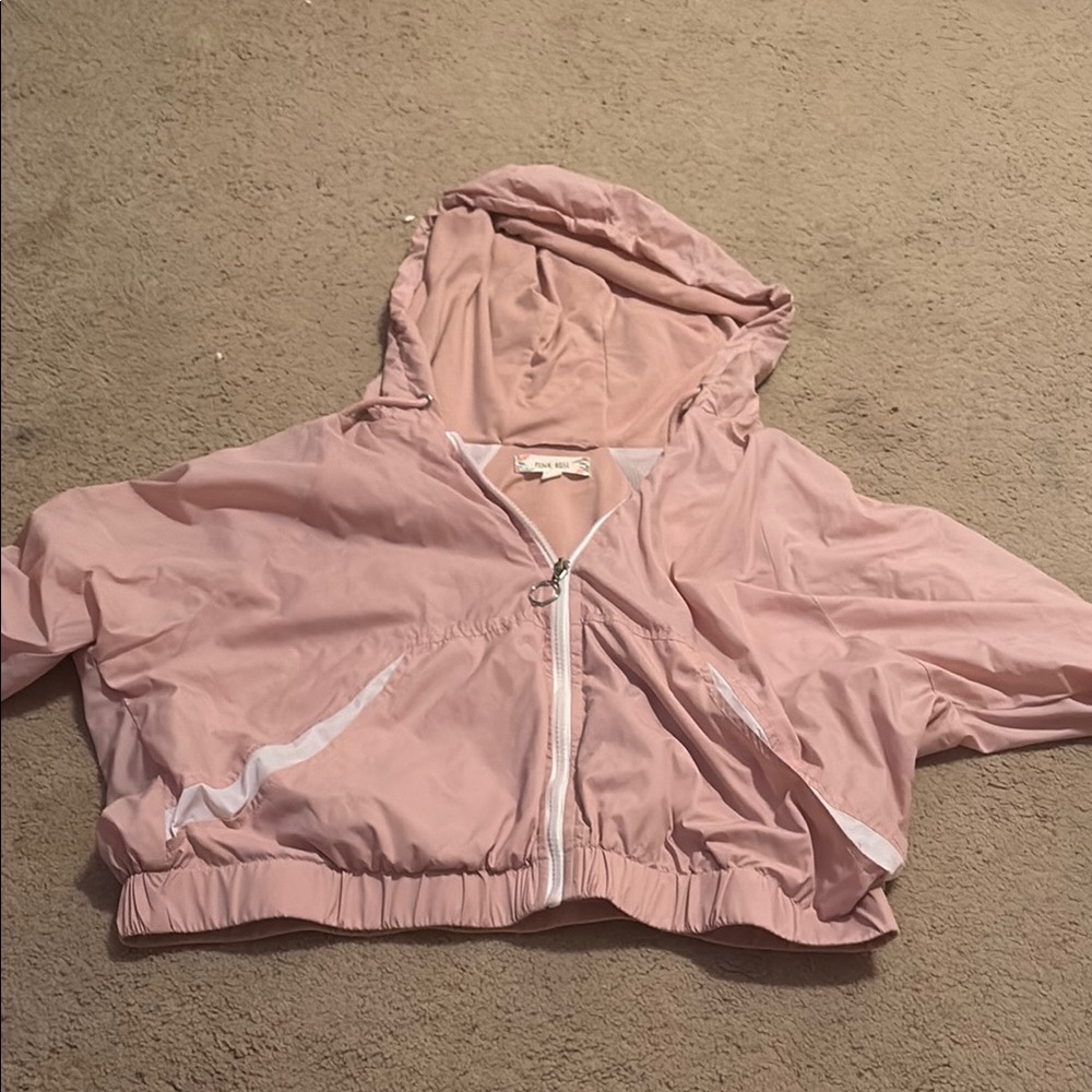 Pink Rose Hooded Women’s Zip Up Jacket - Size Large💕🌸🫶